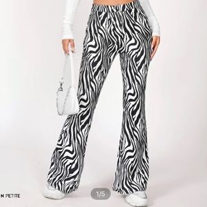 SHEIN flared zebra pants